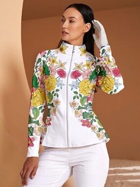 Acegolfs Floral Golf Jacket Zip Front Long Sleeve UPF Lightweight XS NWT